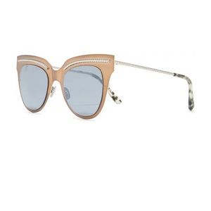 NWT Bottega Veneta 50mm Core Cat Eye Sunglasses Cream Silver